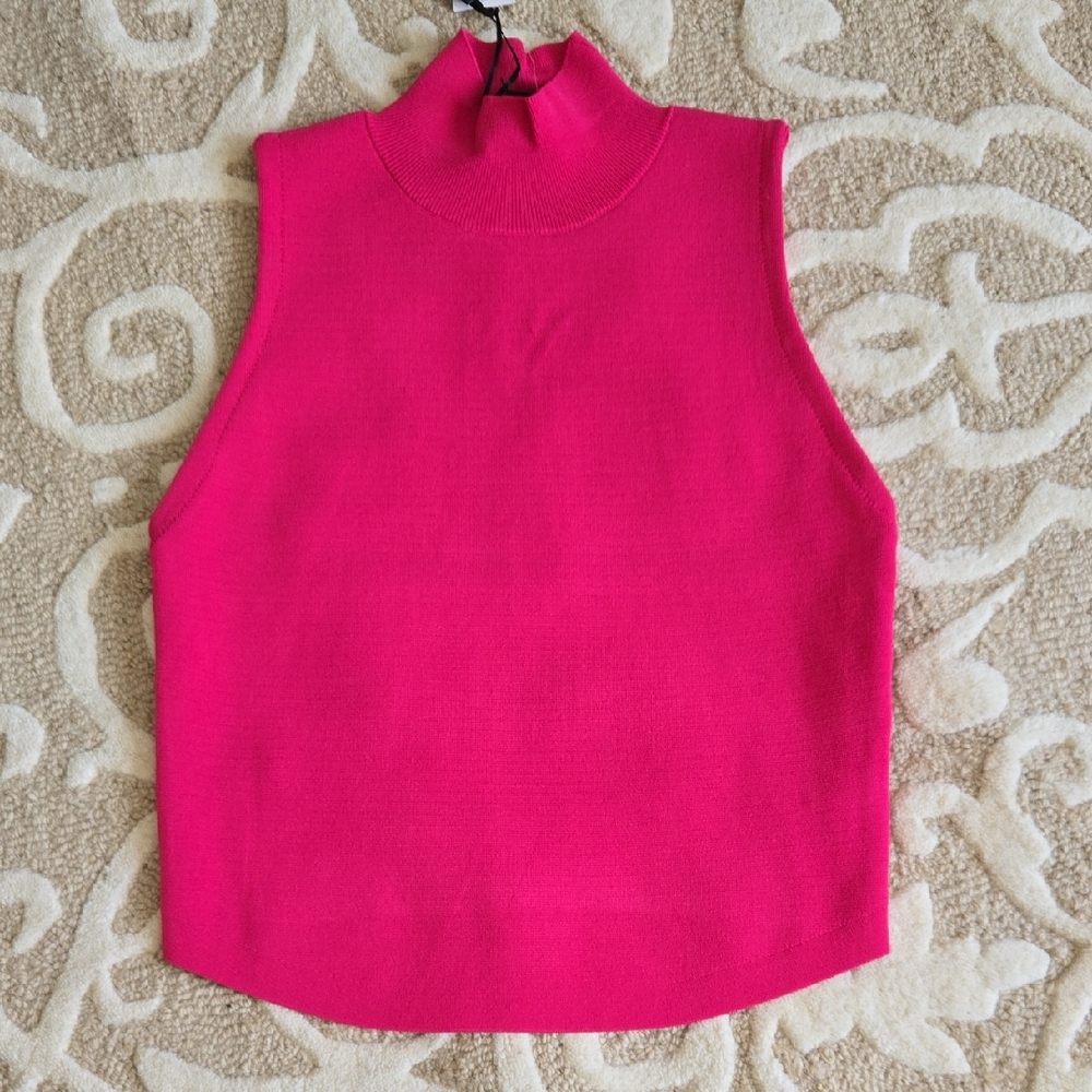 House Of Harlow Sleeveless Hot Pink Turtleneck Top NWT